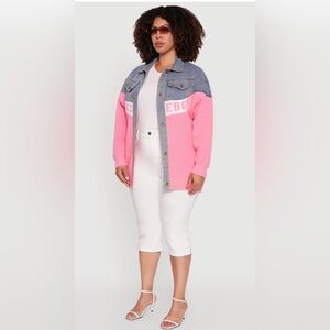 Pink and Denim Sweater Jacket size (S) oversized